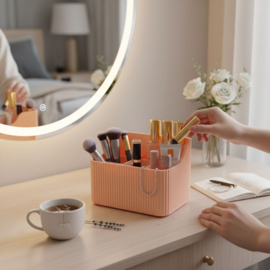 Rillet makeup-organizer med seks rum