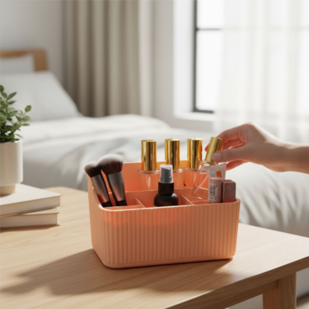 Rillet makeup-organizer med seks rum