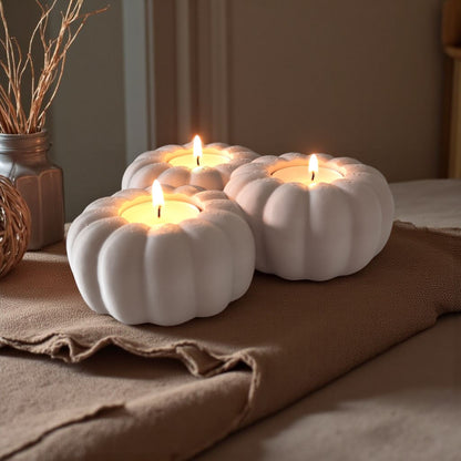 Græskar LED fyrfadslys - 3 stk