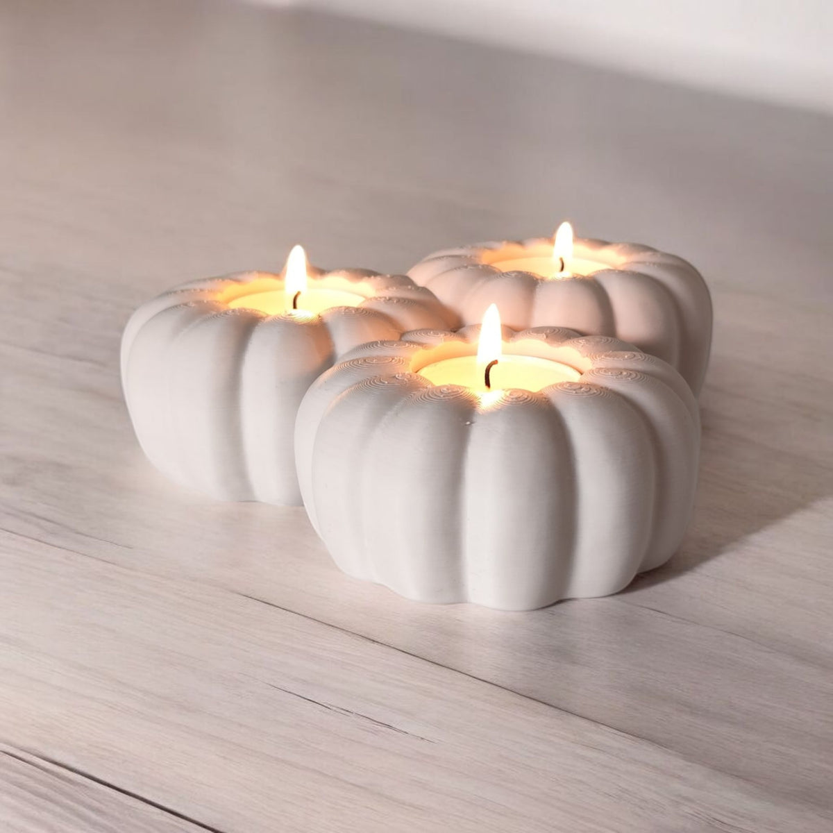 Græskar LED fyrfadslys - 3 stk