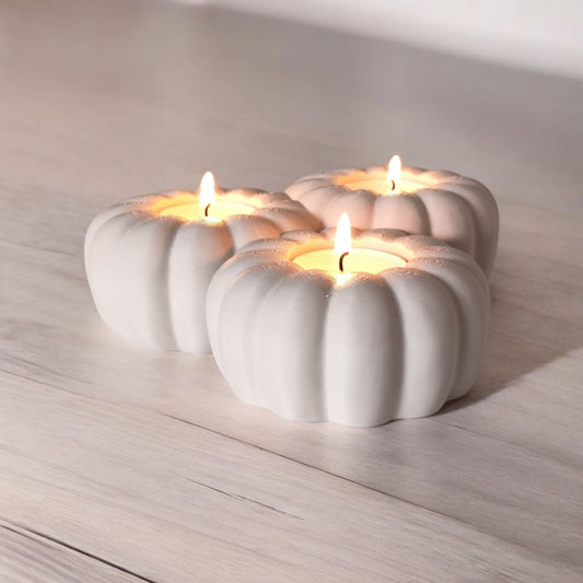 Græskar LED fyrfadslys - 3 stk