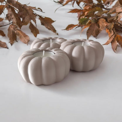 Græskar LED fyrfadslys - 3 stk