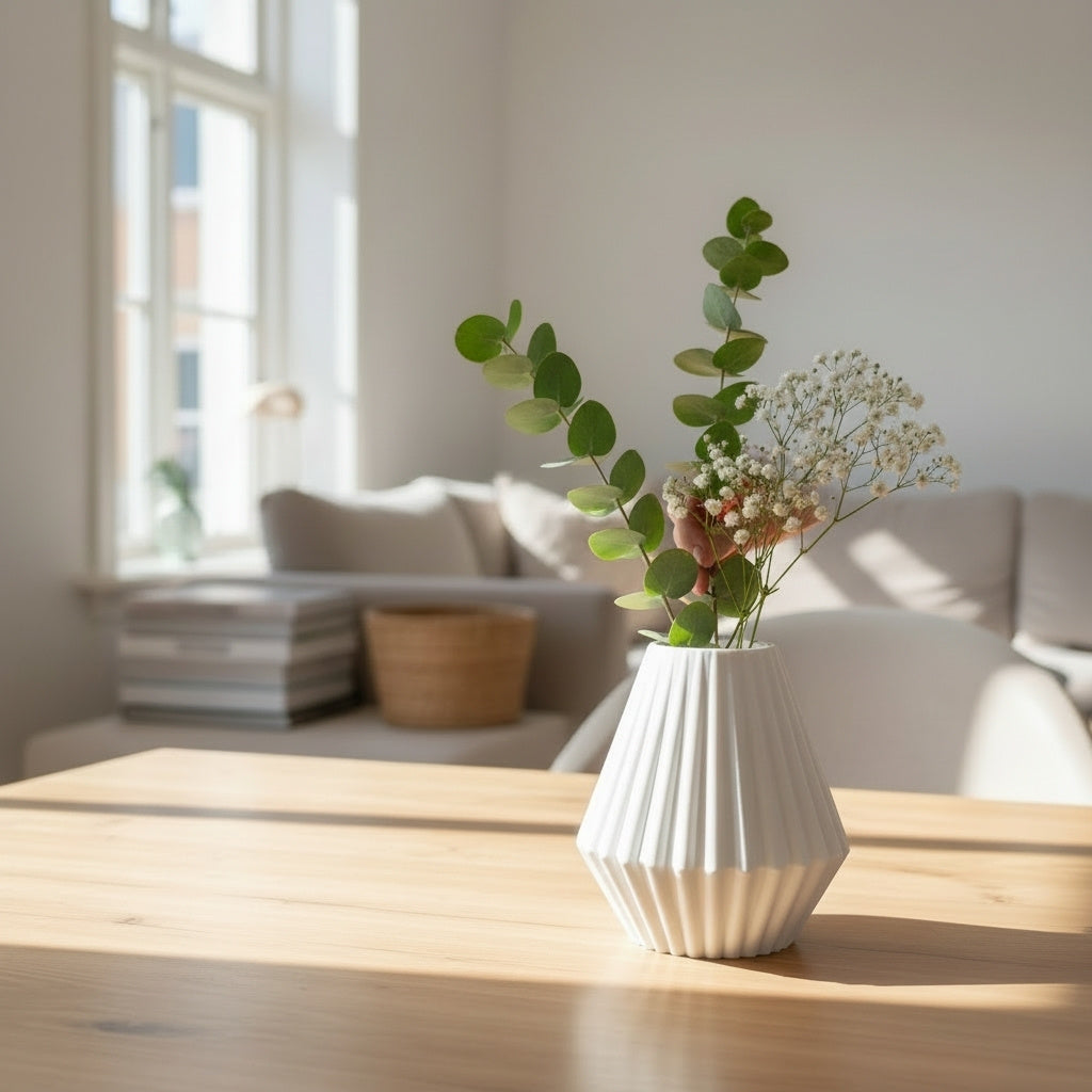 Geometrisk rillet vase