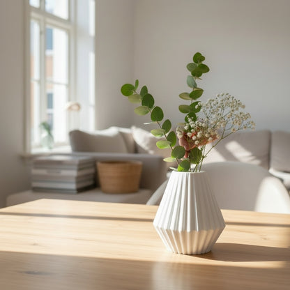 Geometrisk rillet vase